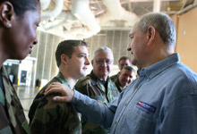 Governor Perdue with troops.